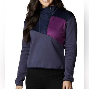 Columbia Women’s Lodge Hybrid‎ Pullover Blue Mock Neck Sweatshirt XL